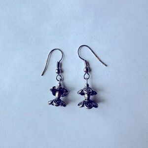 Vintage Silver Flower Earrings Dangle Boho